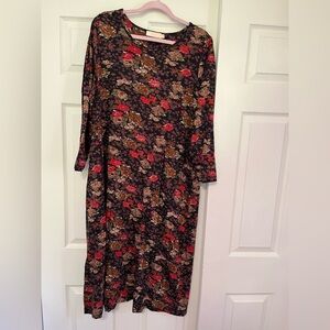 LA Cera Floral Print Loose Fit Maxi Dress